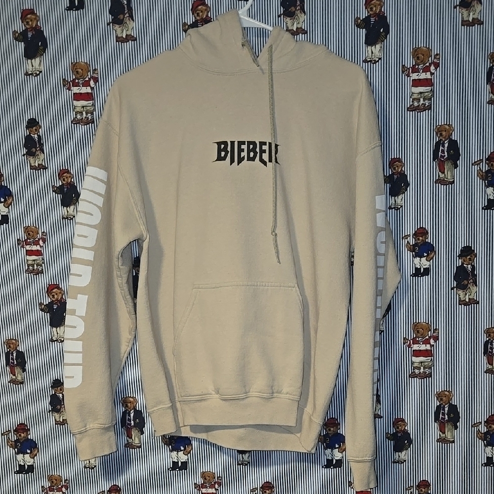 Beige Bieber World Tour Hoodie Purpose Tour Adult Medium